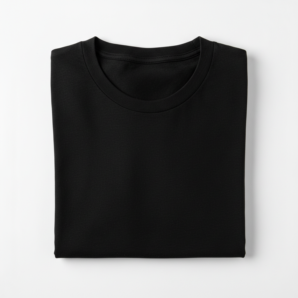 Classic Black Tee flat lay on white background