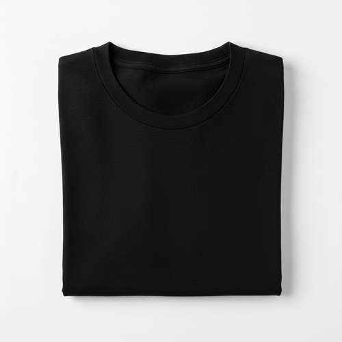 Classic Black Tee flat lay on white background